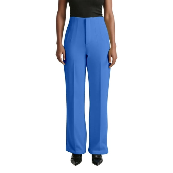 Fiaer,Oversized Work Pants Women Wide Leg Dressy Pants Business Casual Loose Fit Trousers 2025 Slacks with Pockets Blue XXL