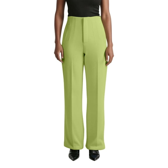 Fiaer,Oversized Work Pants Women Wide Leg Dressy Pants Business Casual Loose Fit Trousers 2025 Slacks with Pockets Light Green XL