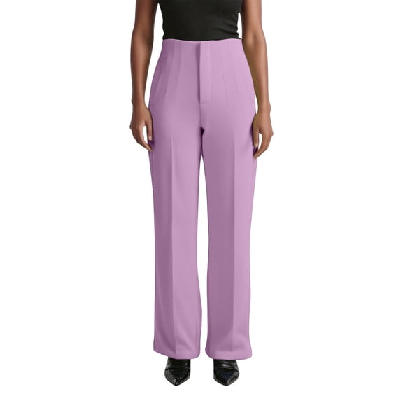 Fiaer,Oversized Work Pants Women Wide Leg Dressy Pants Business Casual Loose Fit Trousers 2025 Slacks with Pockets Purple M