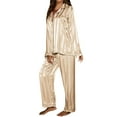 thumbnail image 1 of Fiaer,Pajama Lounge Sets for Women,Womens Long Sleeve Wide Leg Pants Sleepwear 2 Piece,Women's Loose Fit Casual Trendy Comfy Pjs Beige S, 1 of 6