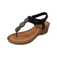thumbnail image 1 of Fiaer Platform Wedge Sandals for Women Fashion Summer Boho Rhinestones Gladiator Open Toe Low Heel Sandals Lightweight Outdoor Sandals Black 7.5, 1 of 7