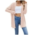 thumbnail image 1 of Fiaer Plus Size Cardigans Sweaters for Women Long Sleeve Solid Color Fashion Loose Fit Cozy Open Front Tops Pink S, 1 of 7