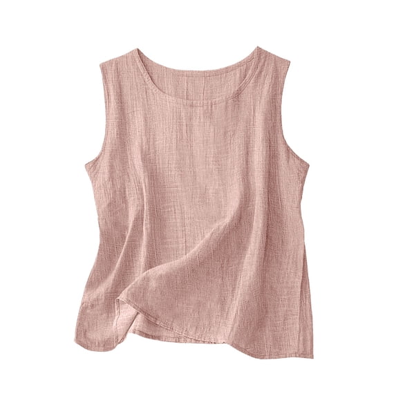 Fiaer Plus Size Tank Tops for Women Comfy Summer Blouse Sleeveless Crewneck T Shirt Casual Loose Fit Cami Pink2 XXL