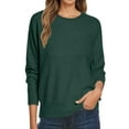 thumbnail image 1 of Fiaer Pullover Sweaters for Women Plus Size Trendy White Crew Neck Long Sleeve Loose Fit Warm Comfort Tops Army Green XXL, 1 of 5