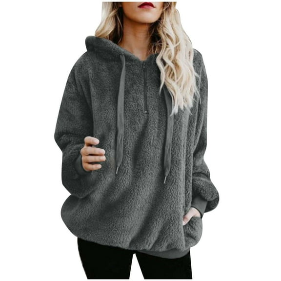 Fiaer,Quarter Zip Hoodies for Women,Oversized Long Sleeve Hooded Sweatshirts Loose Fit Casual Trendy Drawstring Hooded Pullovers with Pocket GY1 XXL