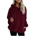 thumbnail image 1 of Fiaer,Quarter Zip Hoodies for Women,Oversized Long Sleeve Hooded Sweatshirts Loose Fit Casual Trendy Drawstring Hooded Pullovers with Pocket Red XL, 1 of 3