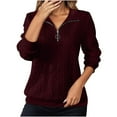 thumbnail image 1 of Fiaer Quarter Zip Women Sweatshirts Plus Size Long Sleeve V Neck Pullovers Loose Fit Casual Fashion Lapel Collared Pocket Tops XL, 1 of 6