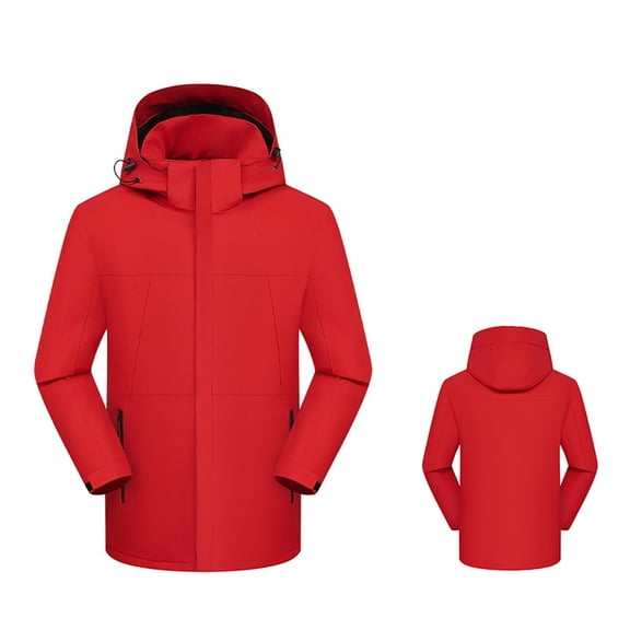 Fiaer Rain Jacket Women 3-in-1 Windbreaker Waterproof Thermal Oversized Full Zip up Softshell Color Blocking Casual Hooded Tops for Hiking Climbing and Camping Red XXXXL