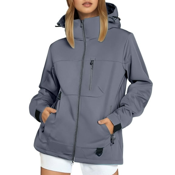 Fiaer Raincoat Women Lightweight Waterproof Rain Jackets Packable Oversized Loose Fit Long Sleeve Outdoor Windbreaker Hooded Tops Dark Gray XL