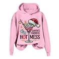 thumbnail image 1 of Fiaer Santa's Favorite Sweatshirt Merry Christmas Sweatshirt Women Funny Glass Graphic Crew Neck Pullover Long Sleeve Loose Fit Tops Pink M, 1 of 3