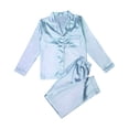 thumbnail image 1 of Fiaer,Satin Lounge Pajamas Sets for Women,Women's V Neck Long Sleeve Pants Sleepwear 2 Pieces,Womens Trendy Going out Loose Fit Pjs Blue XL, 1 of 3