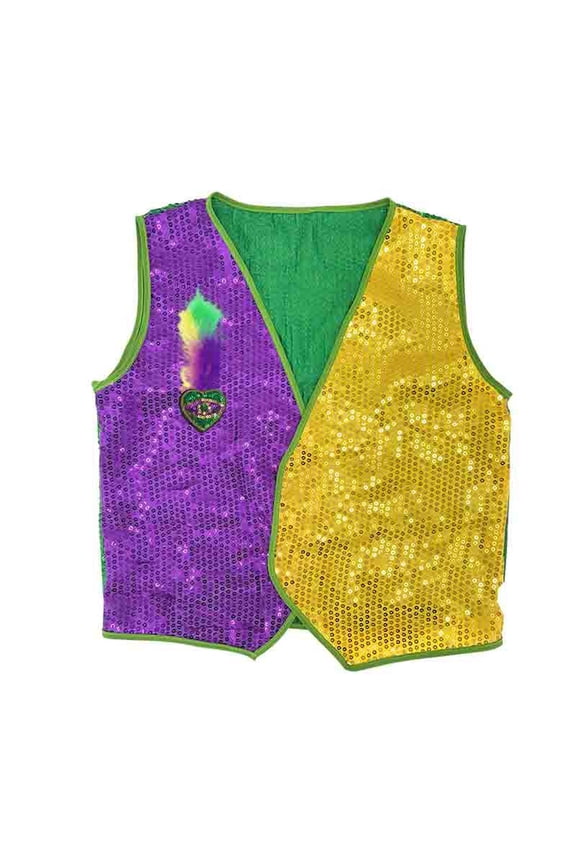Sequin Carnival Vest for Women Men Party Formal V-Neck Shiny Waistcoat for Wedding Events Mardi Gras Purple One Size