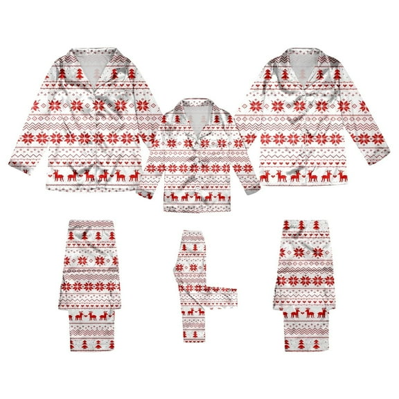 Fiaer Silk Stain Family Pajamas Matching Sets 2025 Button down Shirt and Pants Silky Xmas Pjs Jammies for Family Baggy Cute Graphic Loungewear 2 Piece Mom XL