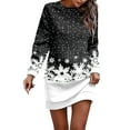 thumbnail image 1 of Fiaer Snowflake Long Sleeve Dress for Women Christmas Sweatshirt Dress Fall Fashion Outfits Xmas Casual Mini Skirts Black XL, 1 of 5