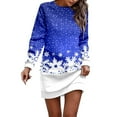 thumbnail image 1 of Fiaer Snowflake Long Sleeve Dress for Women Christmas Sweatshirt Dress Fall Fashion Outfits Xmas Casual Mini Skirts Blue XXL, 1 of 5