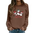 thumbnail image 1 of Fiaer Snowman Womens Sweatshirts Christmas Crew Neck Long Sleeve Pullover Plus Size Baggy Fashion Cozy Holiday Tops Brown L, 1 of 4