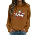 thumbnail image 1 of Fiaer Snowman Womens Sweatshirts Christmas Crew Neck Long Sleeve Pullover Plus Size Baggy Fashion Cozy Holiday Tops Coffee S, 1 of 4