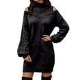 thumbnail image 1 of Fiaer Sweater Dresses for Women Turtleneck Long Sleeve Thermal Warm Loose Fit Casual Trendy Mini Dress Black XL, 1 of 5