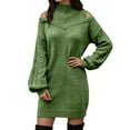 thumbnail image 1 of Fiaer Sweater Dresses for Women Turtleneck Long Sleeve Thermal Warm Loose Fit Casual Trendy Mini Dress Green S, 1 of 5