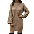 thumbnail image 1 of Fiaer Sweater Dresses for Women Turtleneck Long Sleeve Thermal Warm Loose Fit Casual Trendy Mini Dress Khaki XL, 1 of 5