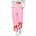thumbnail image 1 of Fiaer Sweatpants Women Bow Decor Plus Size Pants Loose Fit Casual Baggy Trendy Pocket Trousers Christmas Gift for Women Pink L, 1 of 3