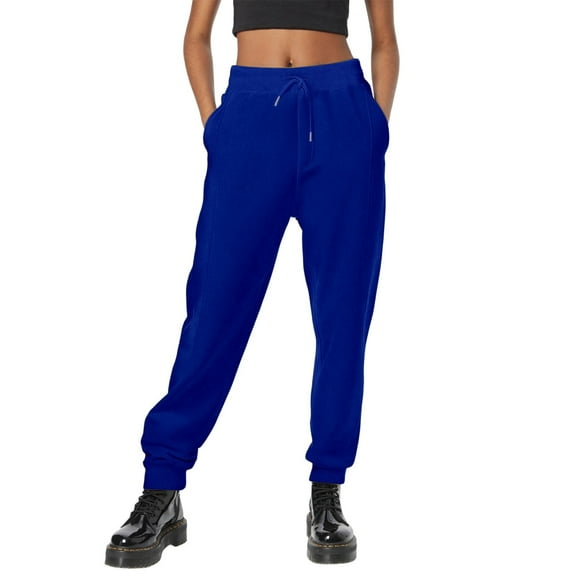 Fiaer,Sweatpants Women Oversized High Waisted Warm Casual Lounge Joggers with Pockets Relaxed Fit Workout Athletic Pants Blue S