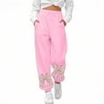 thumbnail image 1 of Fiaer Sweatpants Women Plus Size Baggy Trendy Pants Embroidered Bow Print High Waist Casual Loose Fit Comfy Trousers with Pocket Pink XL, 1 of 3