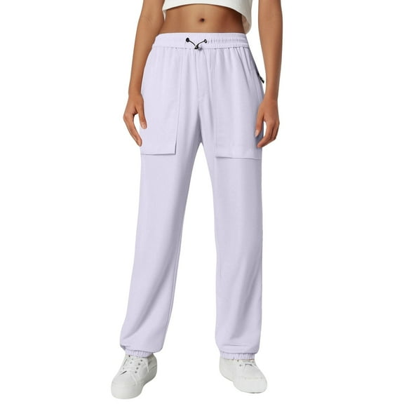 Fiaer,Sweatpants Women,Women's Oversized Hiking Pants Lightweight Stretch Joggers Quick Drying Camping Travel Trousers Light Purple L