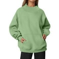 thumbnail image 1 of Fiaer Sweatshirts Womens Oversized Crew Neck Pullovers Long Sleeve Solid Color Warm Fashion Pocket Tops Green M, 1 of 6