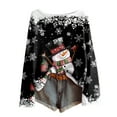 thumbnail image 1 of Fiaer T Shirts Women Christmas Oversized Tshirts Crew Neck Long Sleeve Snowman Snowflake Shirts Loose Fit Casual Trendy Tops Black M, 1 of 3