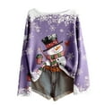 thumbnail image 1 of Fiaer T Shirts Women Christmas Oversized Tshirts Crew Neck Long Sleeve Snowman Snowflake Shirts Loose Fit Casual Trendy Tops Light Purple S, 1 of 3