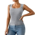 thumbnail image 1 of Fiaer Tank Tops for Women Scoop Neck Sleeveless Casual Solid Color Comfy Slim Fit Seamless Wide Strap Camisole Stretch Tops Grey S, 1 of 3