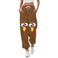 thumbnail image 1 of Fiaer Thanksgiving Sweatpants Women Cute Funny Graphic High Waisted Pants Plus Size Casual Trendy Drawstring Trousers with Pocket Brown L, 1 of 3