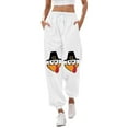 thumbnail image 1 of Fiaer Thanksgiving Sweatpants Women Cute Funny Graphic High Waisted Pants Plus Size Casual Trendy Drawstring Trousers with Pocket White XL, 1 of 3