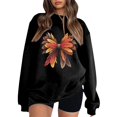 thumbnail image 1 of Fiaer Thanksgiving Sweatshirts for Women Leaf Graphic Long Sleeve Pullovers Crew Neck Baggy Fashion Plus Size Tops Black XL, 1 of 4