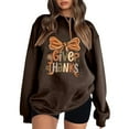 thumbnail image 1 of Fiaer Thanksgiving Sweatshirts for Women Letter Bow Graphic Plus Size Pullover Loose Fit Crew Neck Long Sleeve Tops Brown XL, 1 of 4