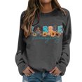 thumbnail image 1 of Fiaer Thanksgiving Sweatshirts for Women Plus Size Crew Neck Long Sleeve Pullover Letter Floral Graphic Baggy Tops Dark Gray M, 1 of 4