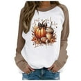 thumbnail image 1 of Fiaer Thanksgiving Women Sweatshirts Crew Neck Cute Graphic Pullover Plus Size Long Sleeve Baggy Fashion Casual Tops Khaki M, 1 of 3