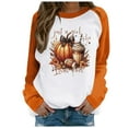 thumbnail image 1 of Fiaer Thanksgiving Women Sweatshirts Crew Neck Cute Graphic Pullover Plus Size Long Sleeve Baggy Fashion Casual Tops Orange S, 1 of 3