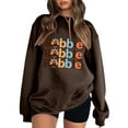 thumbnail image 1 of Fiaer Thanksgiving Women Sweatshirts Cute Graphic Crew Neck Plus Size Pullovers Long Sleeve Loose Fit Trendy Tops Brown XL, 1 of 4