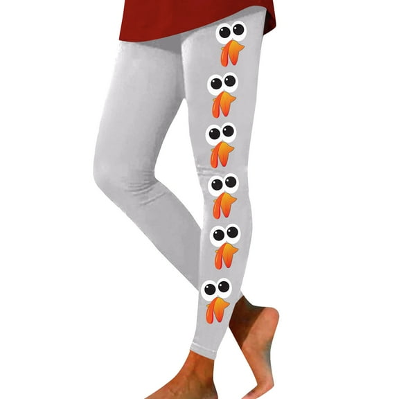 Fiaer Thanksgiving Womens Leggings Plus Size Funny Graphic Trendy Yoga Pants High Waisted Comfy Holiday Workout Trousers Light Gray XL