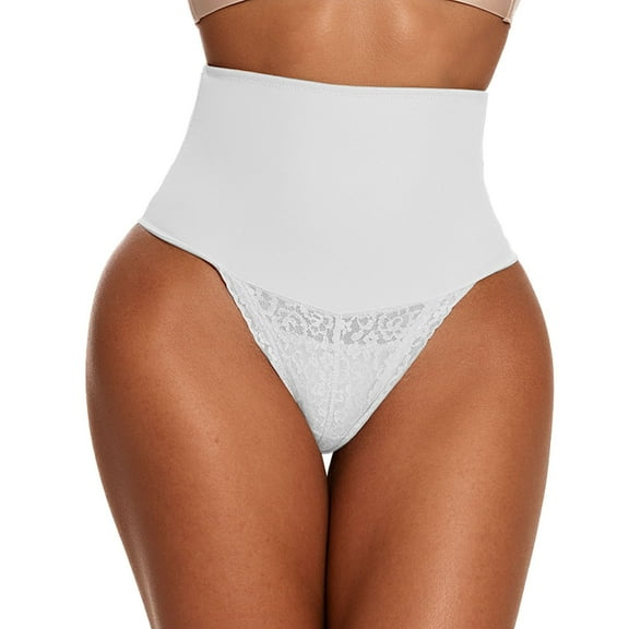 Fiaer Tummy Control Shapewear Panties for Women Lace Butt Lifting Oversized Briefs High Waisted Seamless High Cut Shaping Underwear White-X XXL