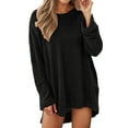 thumbnail image 1 of Fiaer.Waffle Long Sleeve T Shirts for Women.Womens Crew Neck Plus Size Loose Fit Tshirts.Women's Casual Trendy Going out Basic Tops Black S, 1 of 5
