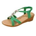 thumbnail image 1 of Fiaer Wedge Sandals with Arch Support for Women Stylish Casual Open Toe Slingback Shoes Summer Dressy Beach Vacation Walking Low Dress Sandals Light Green 9, 1 of 9