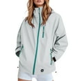 thumbnail image 1 of Fiaer,Windbreaker Oversized Drawstring Jackets for Women,Women's Waterproof Lightweight Outerwear,Ladies Outdoor Hooded Travel Hiking Cycling Sports Hooded Tops Light Green M, 1 of 4