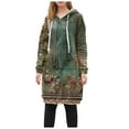 thumbnail image 1 of Fiaer Winter Jackets for Women Warm Thermal Floral Printed Plus Size Long Hoodie Full Zip up Hooded Sweatshirts Casual Fashion Drawstring Hooded Tops with Pocket Green XXL, 1 of 6