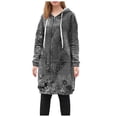 thumbnail image 1 of Fiaer Winter Jackets for Women Warm Thermal Floral Printed Plus Size Long Hoodie Full Zip up Hooded Sweatshirts Casual Fashion Drawstring Hooded Tops with Pocket Grey S, 1 of 6