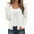 thumbnail image 1 of Fiaer Women Button down Sweaters V-Neck Loose Fit Long Sleeve Trendy Solid Basic Knit Tops for Fall Winter Wear White XXL, 1 of 5