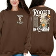 thumbnail image 1 of Fiaer Women Christian Sweatshirt Floral Graphic Plus Size Pullover Crew Neck Long Sleeve Baggy Trendy Tops Brown S, 1 of 4