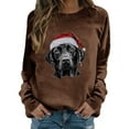 thumbnail image 1 of Fiaer Women Christmas Sweatshirts Plus Size Baggy Xmas Tops Dog Printed Fashion Long Sleeve Crew Neck Comfy Holiday Pullover Coffee M, 1 of 5